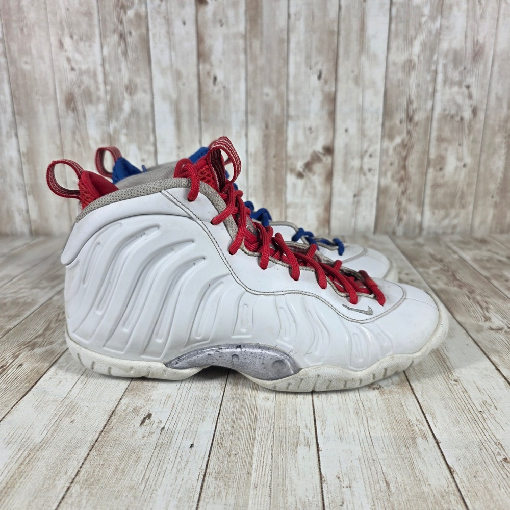 Nike Air Foamposite One Basketball Shoes White Red Blue Youth 4.5Y‎